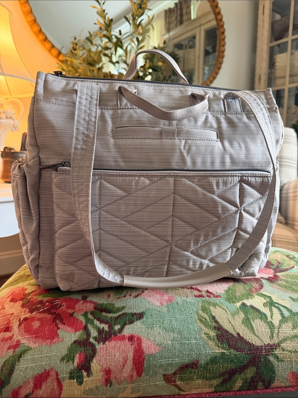 lug Light Gray Quilted Tote Bag